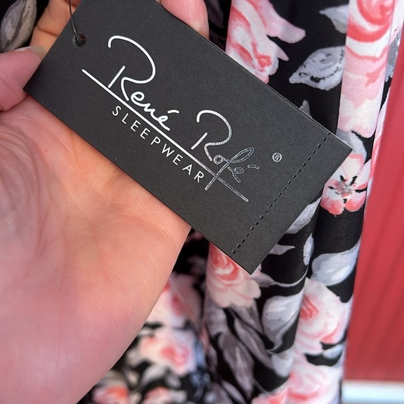 NWT Rene Rofe Floral Women's Robe - Black and Pink Robe ONLY - Picture 5 of 6